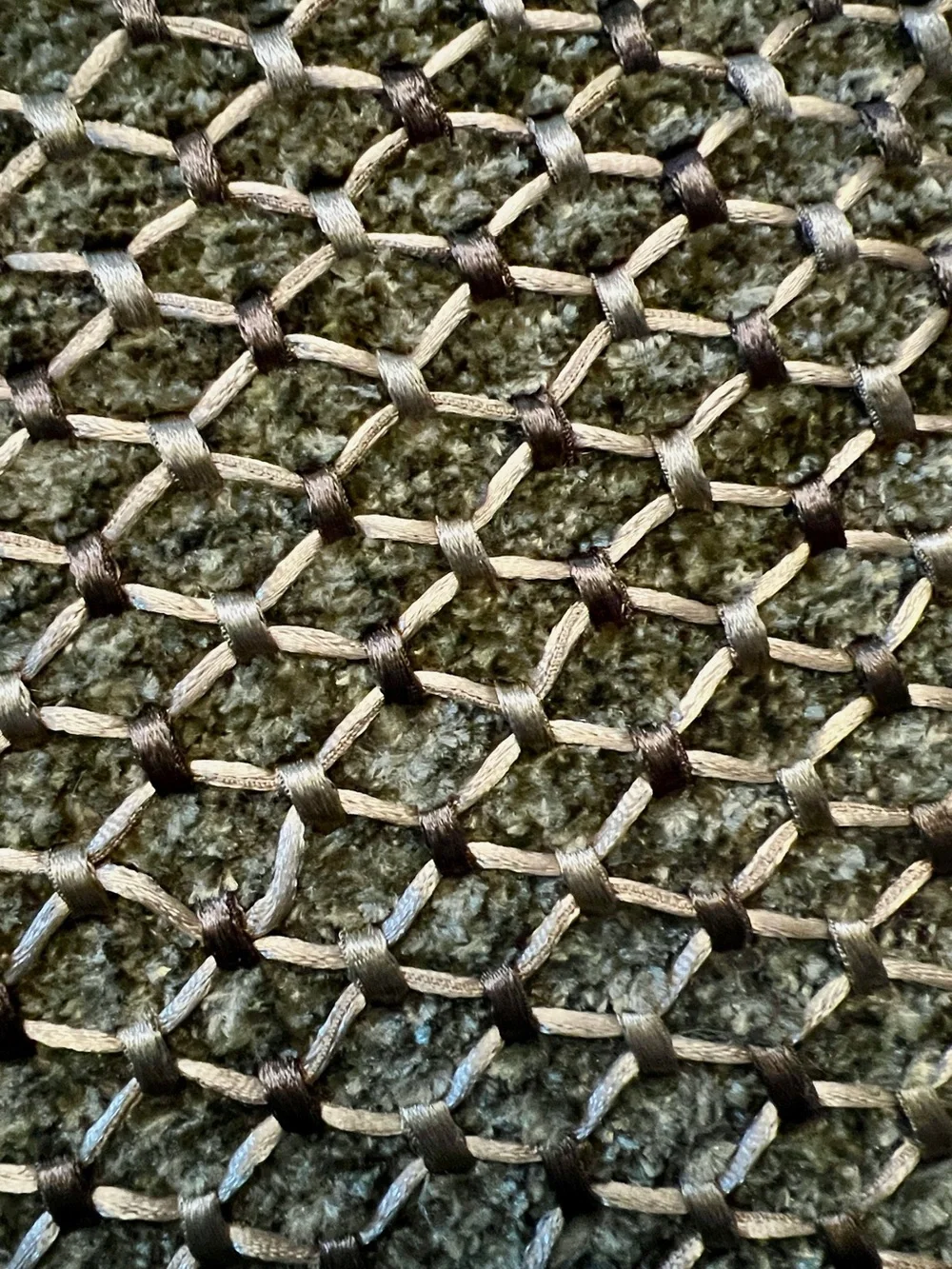 Two Neutral Accent Rugs Woven Classic Gold Green Diamond Pattern 24”x40”